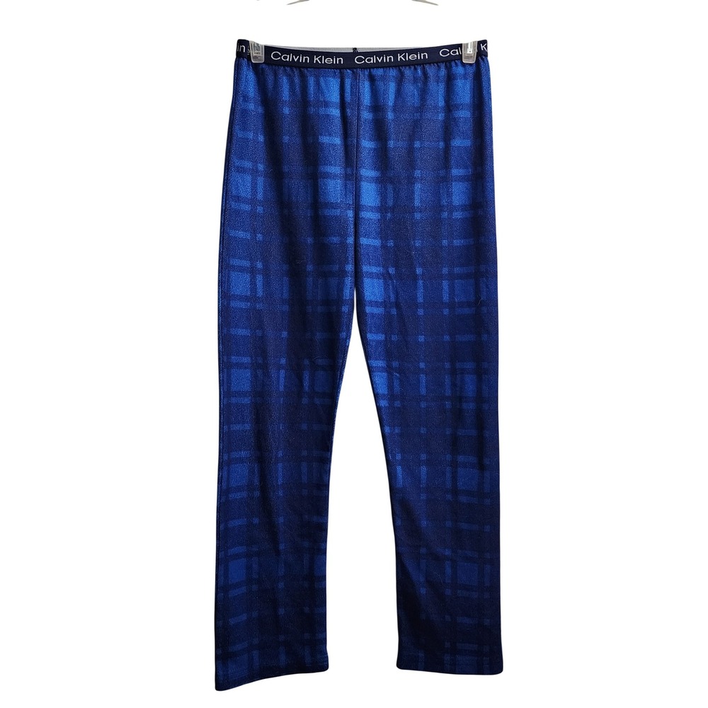 Calvin Klein Kids Pajama Pants Blue Plaid Brushed Micro Flame Resistant XL 16-18